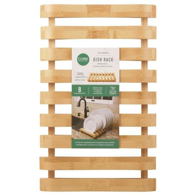 Core Bamboo Dish Rack, Bamboo, 8 Compartments