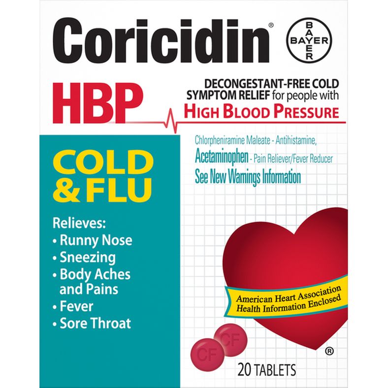 Coricidin Cold & Flu, HBP, Tablets