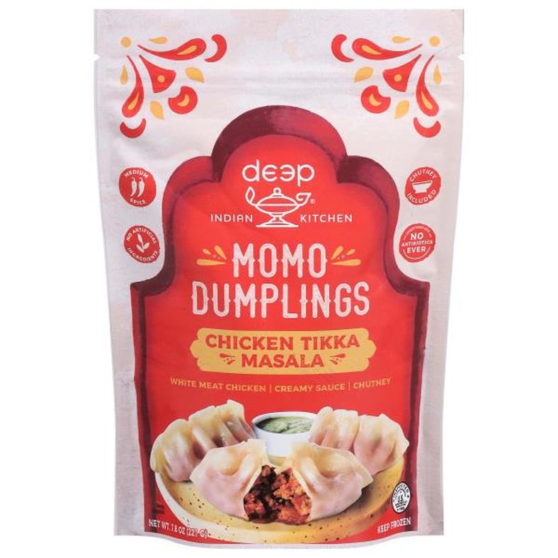 Deep Indian Kitchen Momo Dumplings, Chicken Tikka Masala, Medium Spice