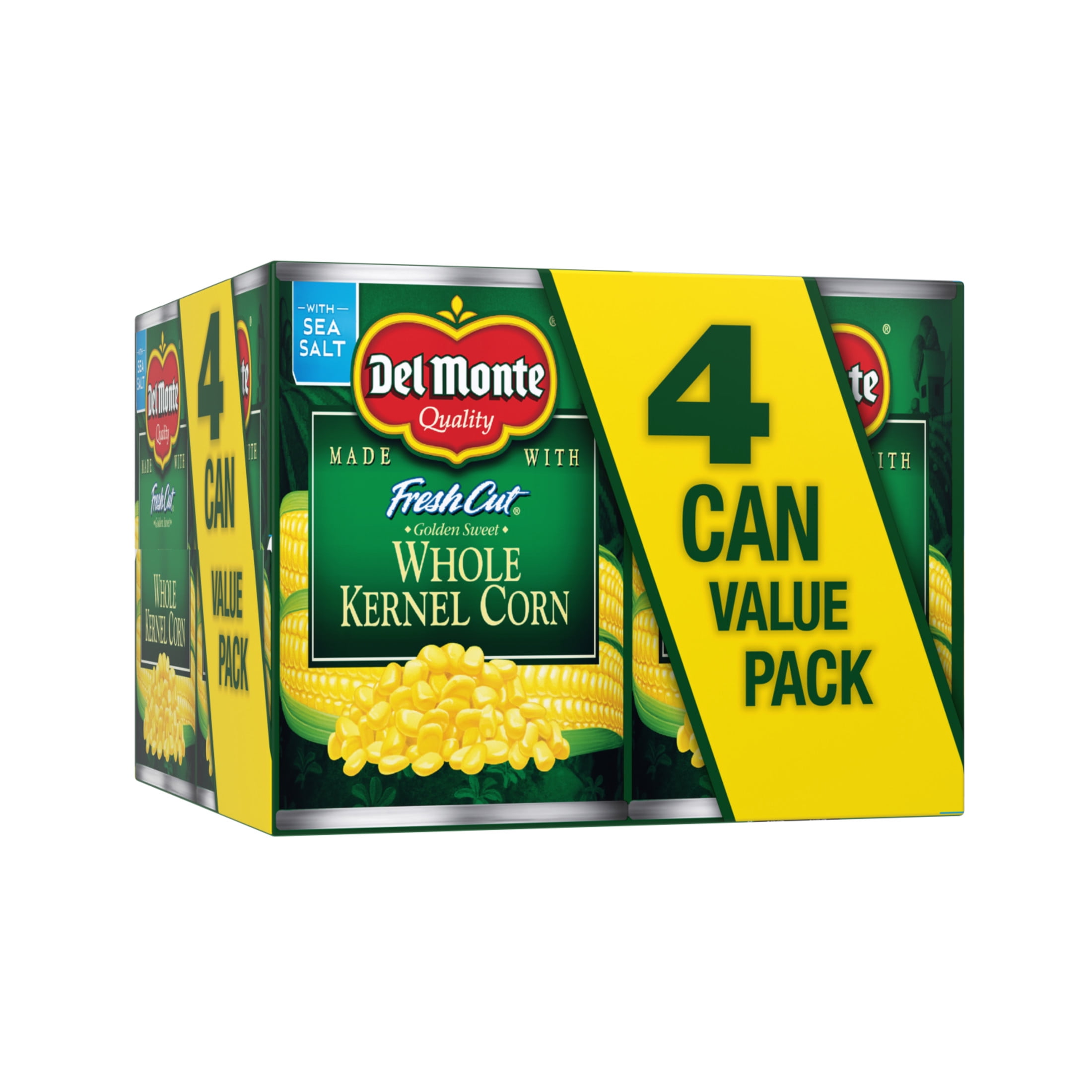 Del Monte Golden Sweet Whole Kernel Corn, Canned Vegetables, 15.25 oz Can (Pack of 4)