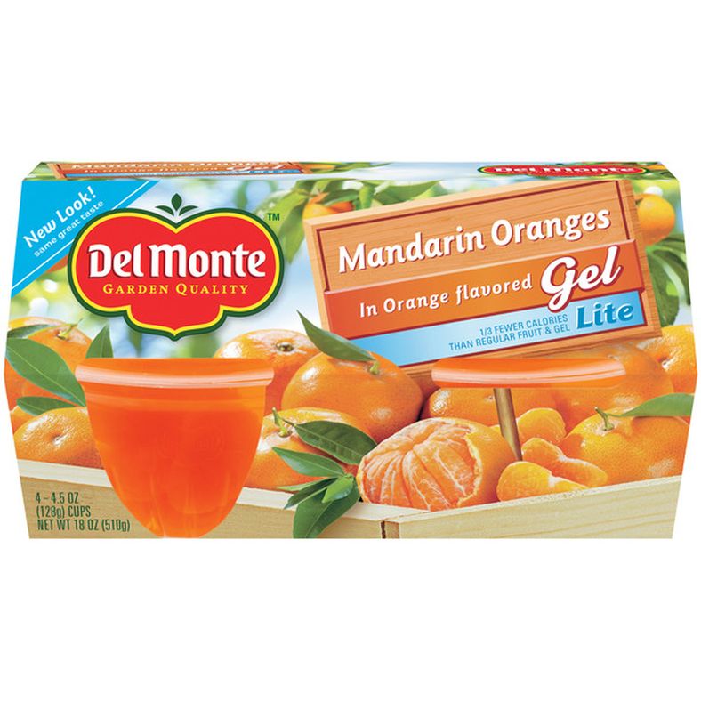 Del Monte Mandarin Oranges in Lite Orange Flavored Gel Plastic Fruit Cup Snacks