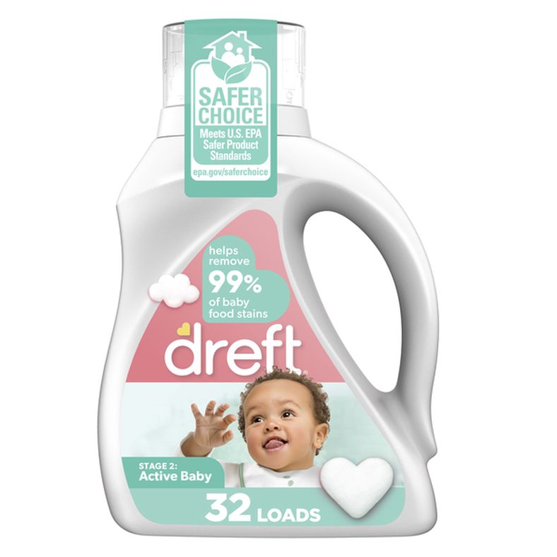 Dreft Stage 2: Active Baby Liquid Laundry Detergent, 32 Loads
