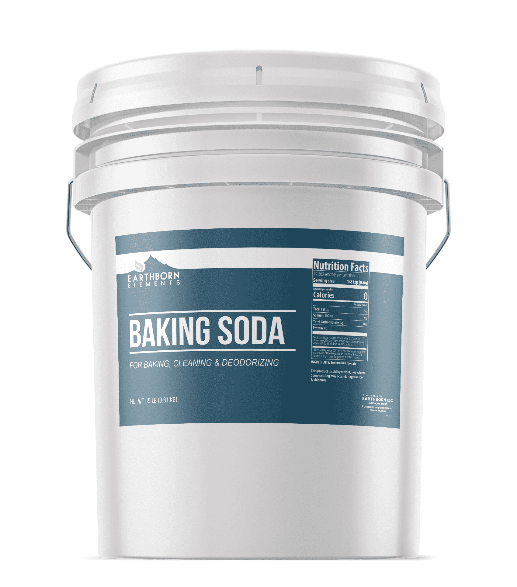 Earthborn Elements Baking Soda 2 Gallons Sodium Bicarbonate, Cooking, Cleaning & Deodorizing