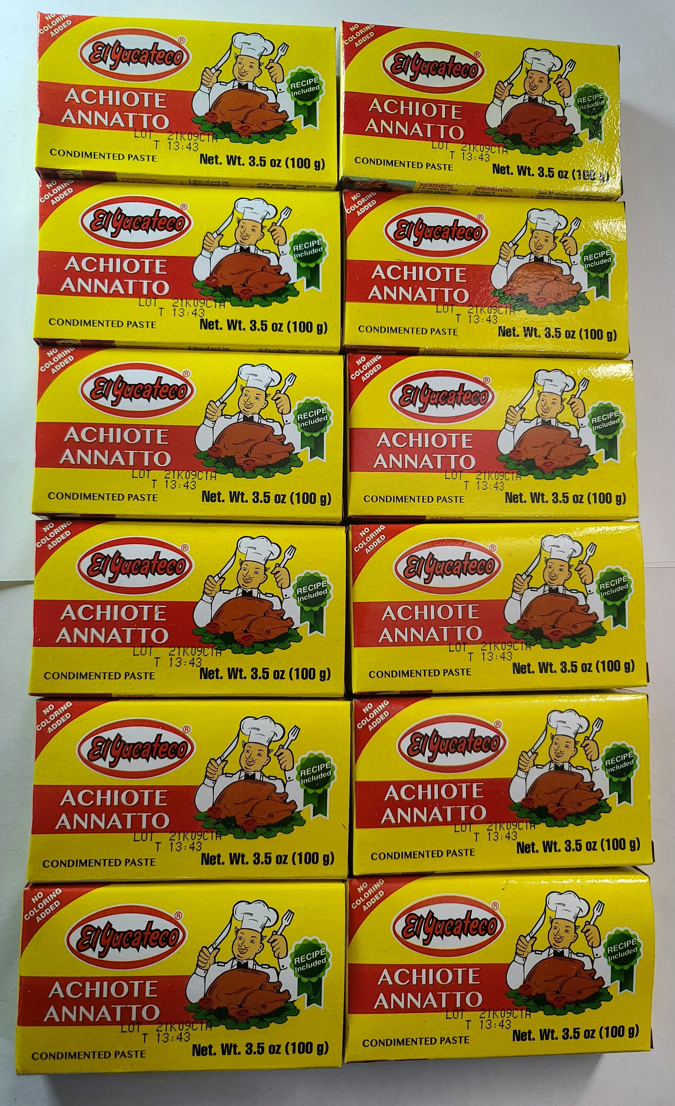 El Yucateco Achiote  (Annato) condimented paste, Net. Wt. 3.5 oz (100 g) - 12 pack
