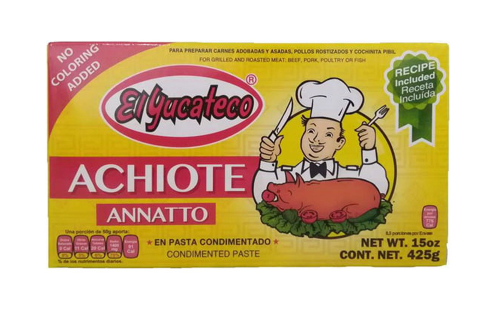 El Yucateco Achiote/Annatto Paste Block, 15 Ounces - 12 Per Case