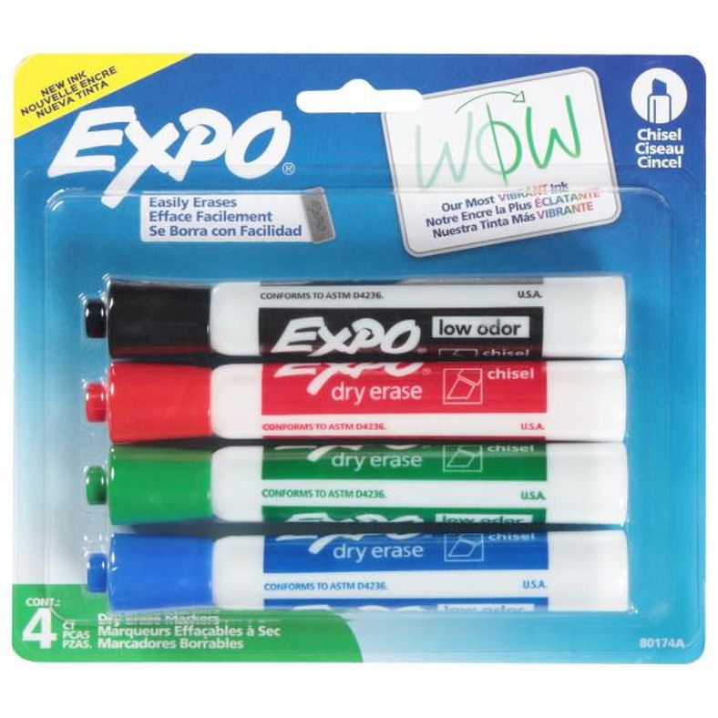 EXPO Dry Erase Markers, Assorted Ink, Low Odor