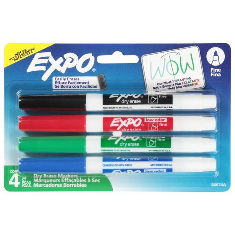 EXPO Dry Erase Markers, Assorted Ink, Low Odor
