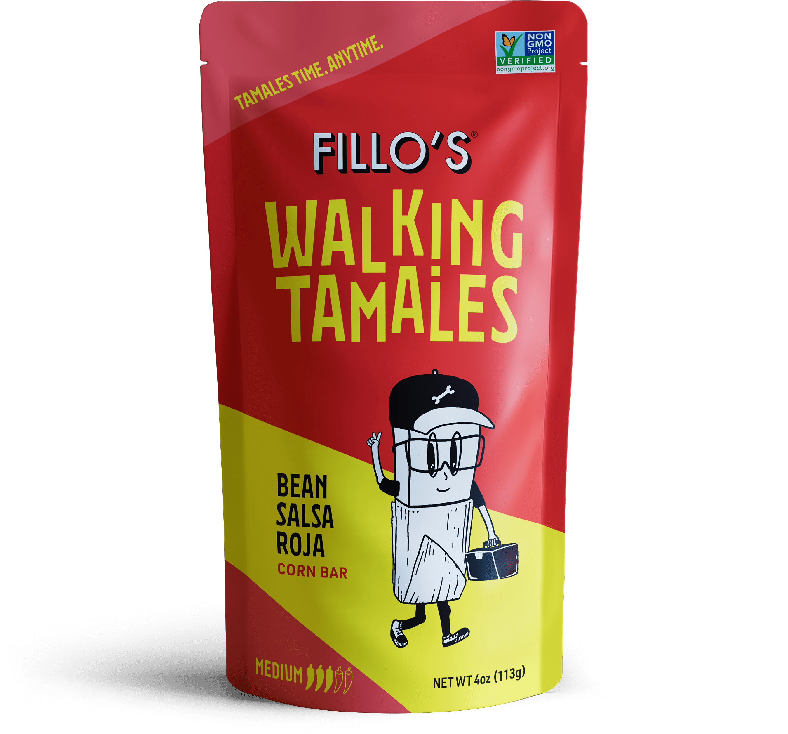 FILLO'S Walking Tamales Bean Salsa Roja Tamale, 4 oz (Shelf-Stable)