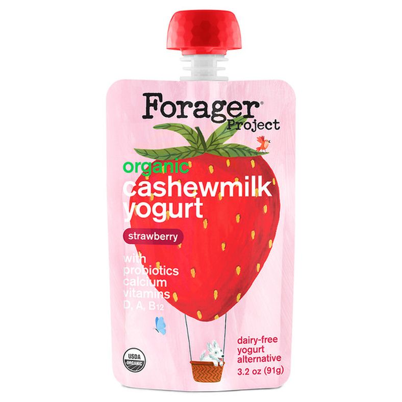 Forager Project Organic, Dairy Free, Kids Yogurt Pouch, Strawberry
