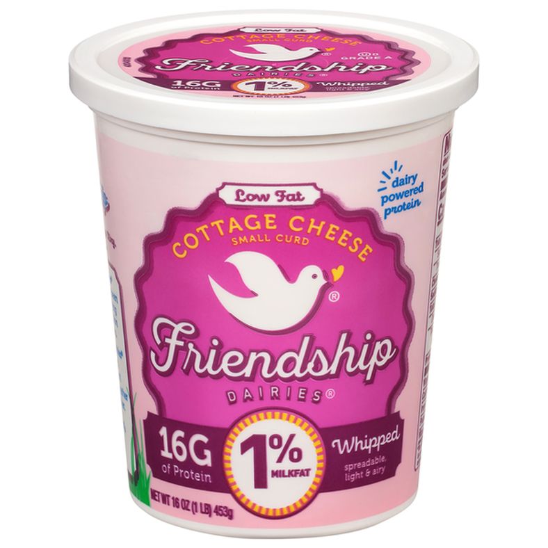 Friendship Dairies Cottage Cheese, Low Fat, Small Curd, 1% Milkfat, Whipped