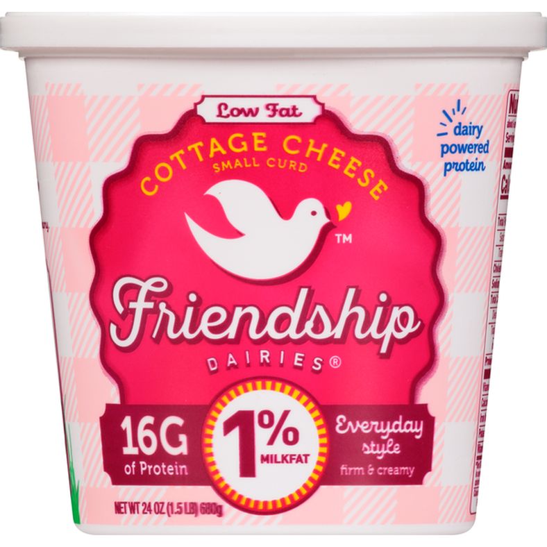 Friendship Dairies Cottage Cheese, Small Curd, 1% Milkfat, Low Fat, Everyday Style
