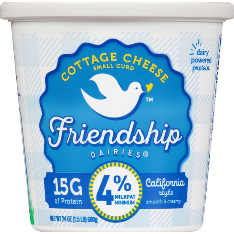 Friendship Dairies Cottage Cheese, Small Curd, 4% Milkfat, California Style