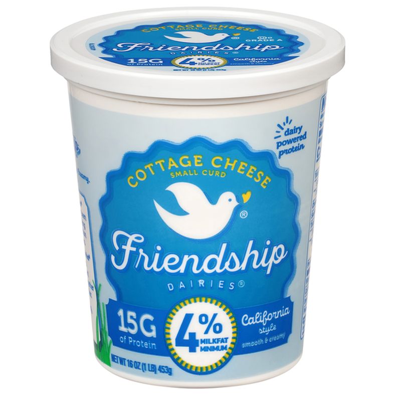 Friendship Dairies Cottage Cheese, Small Curd, 4% Milkfat Minimum, California Style