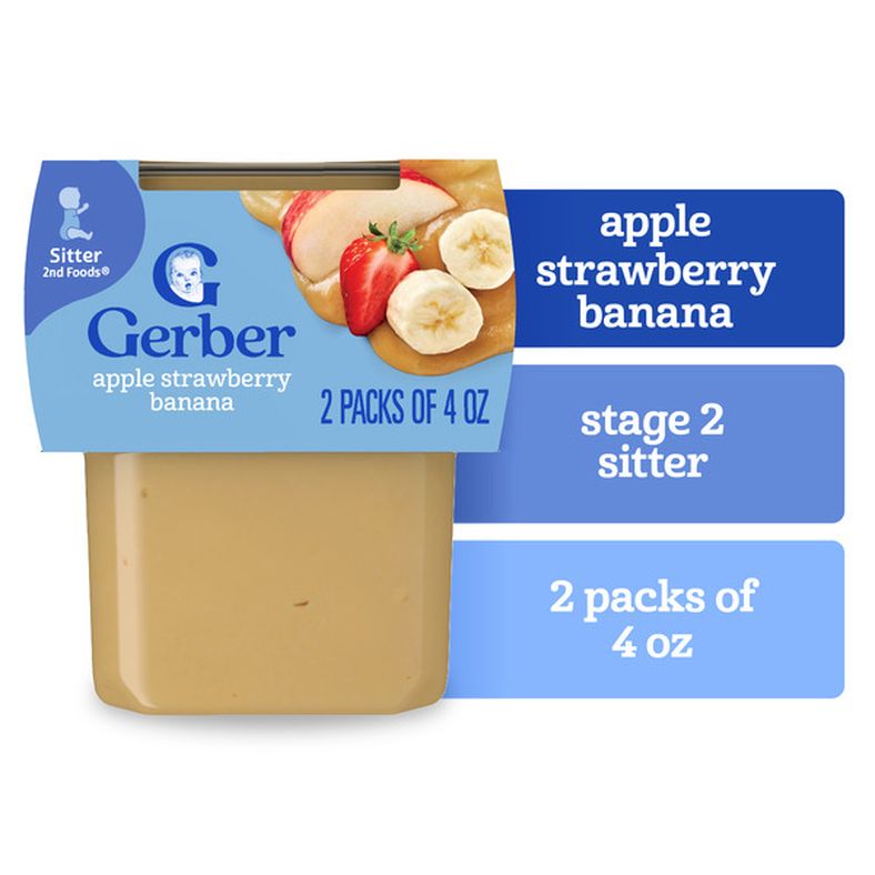 Gerber Stage 2 Baby Food Apple Strawberry Banana Puree Tubs Baby Puree