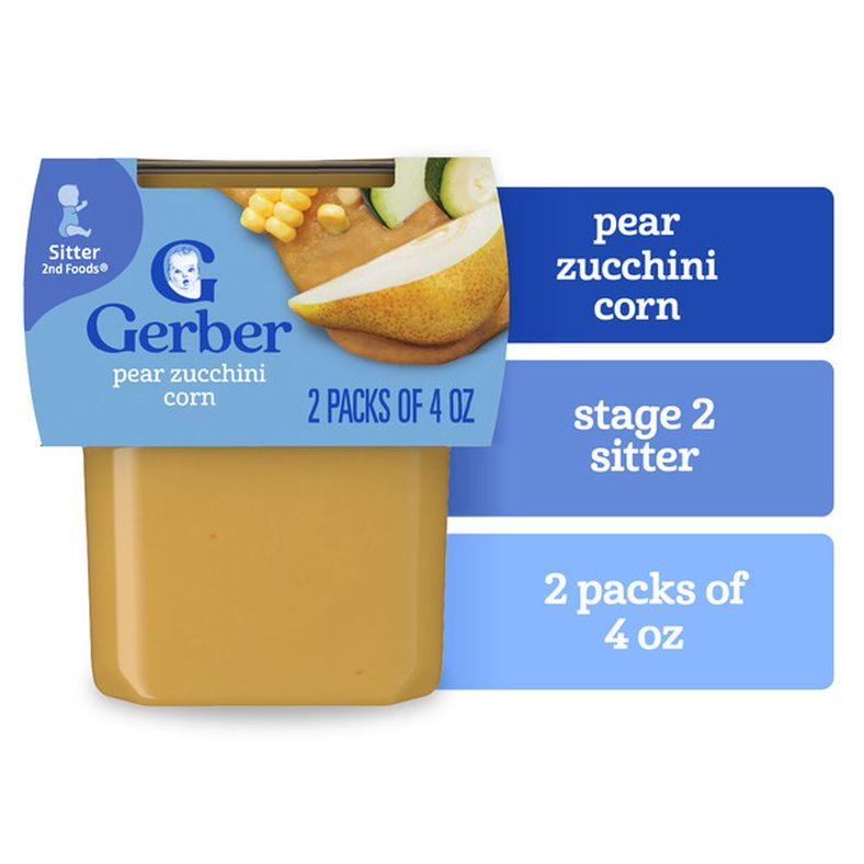 Gerber Stage 2 Baby Food Pear Zucchini Corn Puree Tubs Baby Puree