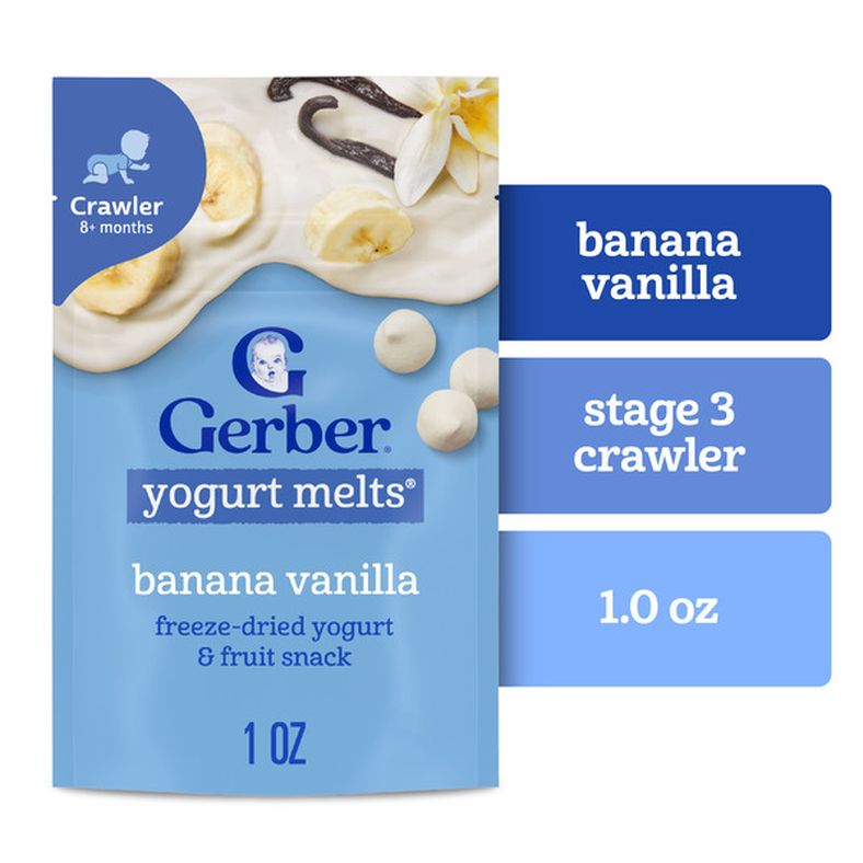 Gerber Stage 3 Baby Food Snacks Banana Vanilla Yogurt Melts Baby Led Feeding