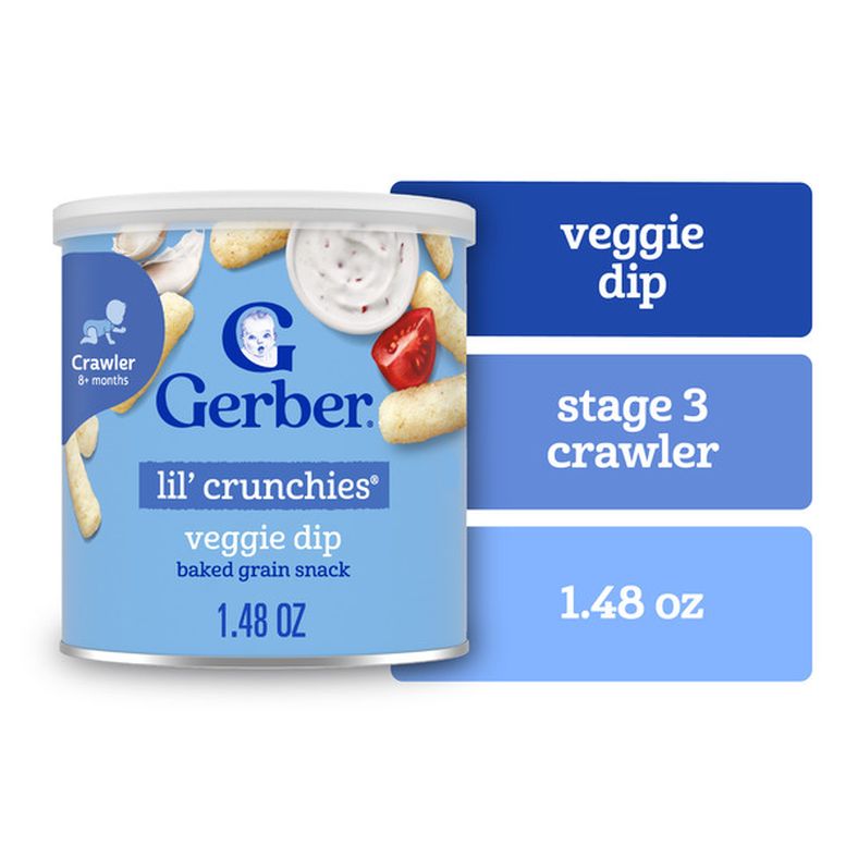 Gerber Stage 3 Baby Food Snacks Veggie Dip Lil' Crunchies Baby Led Feeding