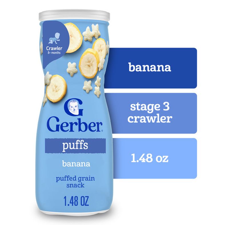 Gerber Stage 3 Baby Snacks Banana Puffs Puffed Grain Snack Baby Led Feeding