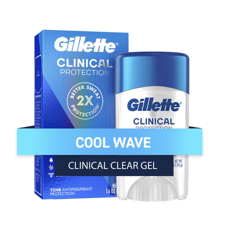 Gillette Antiperspirant Deodorant for Men, Clear Gel Ultimate, Cool Wave, 72 Hr.