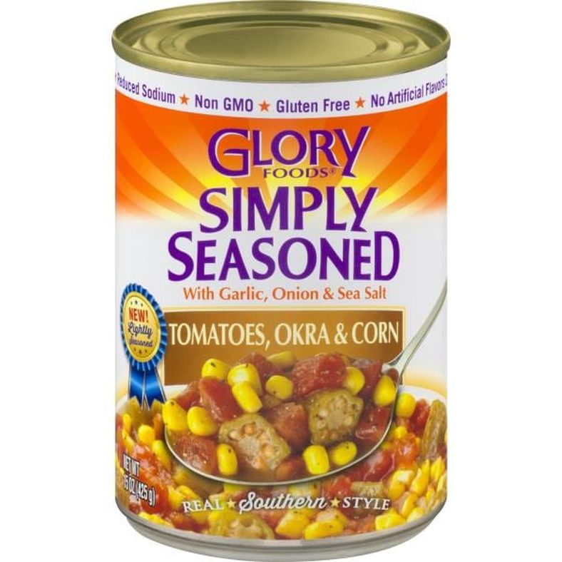 Glory Foods Simply Seasoned Tomatoes, Okra & Corn