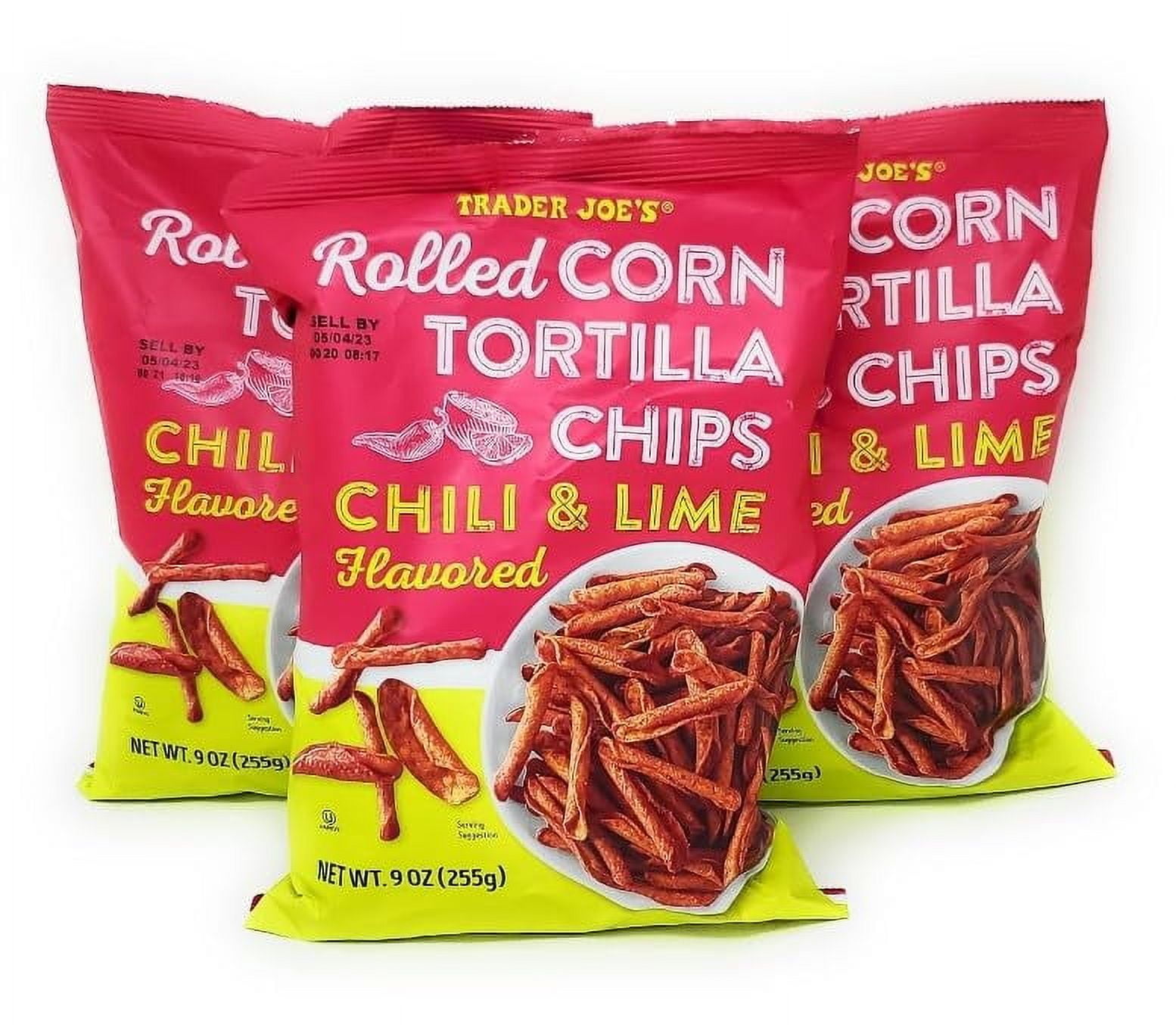 Gluten Rolled Corn Tortilla Chips, Chili & Lime Flavored 9 Oz (255g) Pack of 3