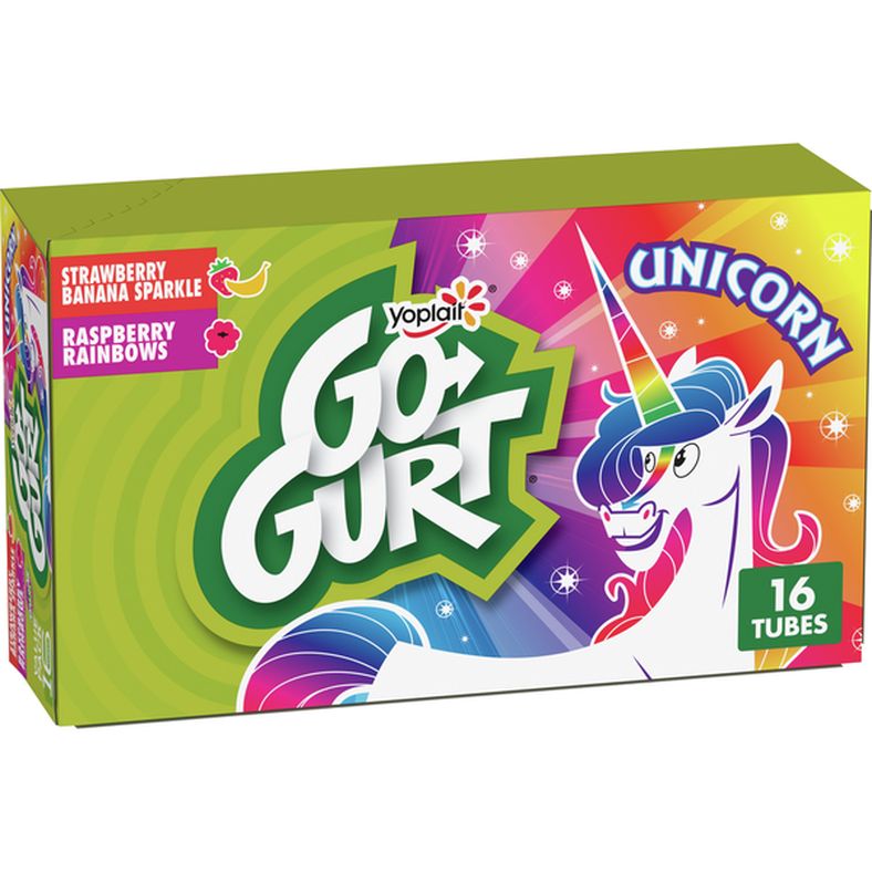 Go-Gurt Unicorn Strawberry Banana and Raspberry Kids Yogurt Tubes