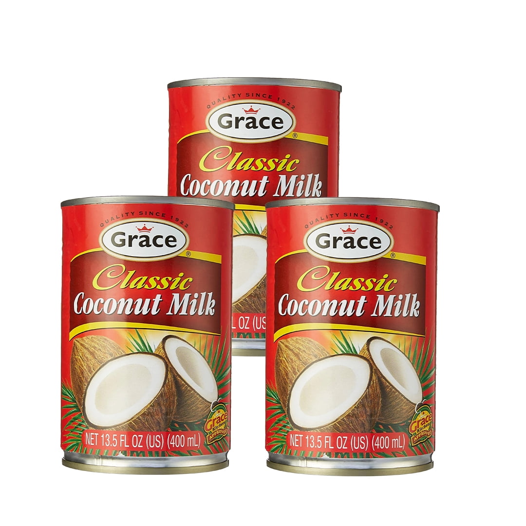 Grace Jamaican Classic Coconut Milk, 13.5 Fl Oz (3-Pack)  Unsweetened Canned Coconut Milk, Leche de Coco
