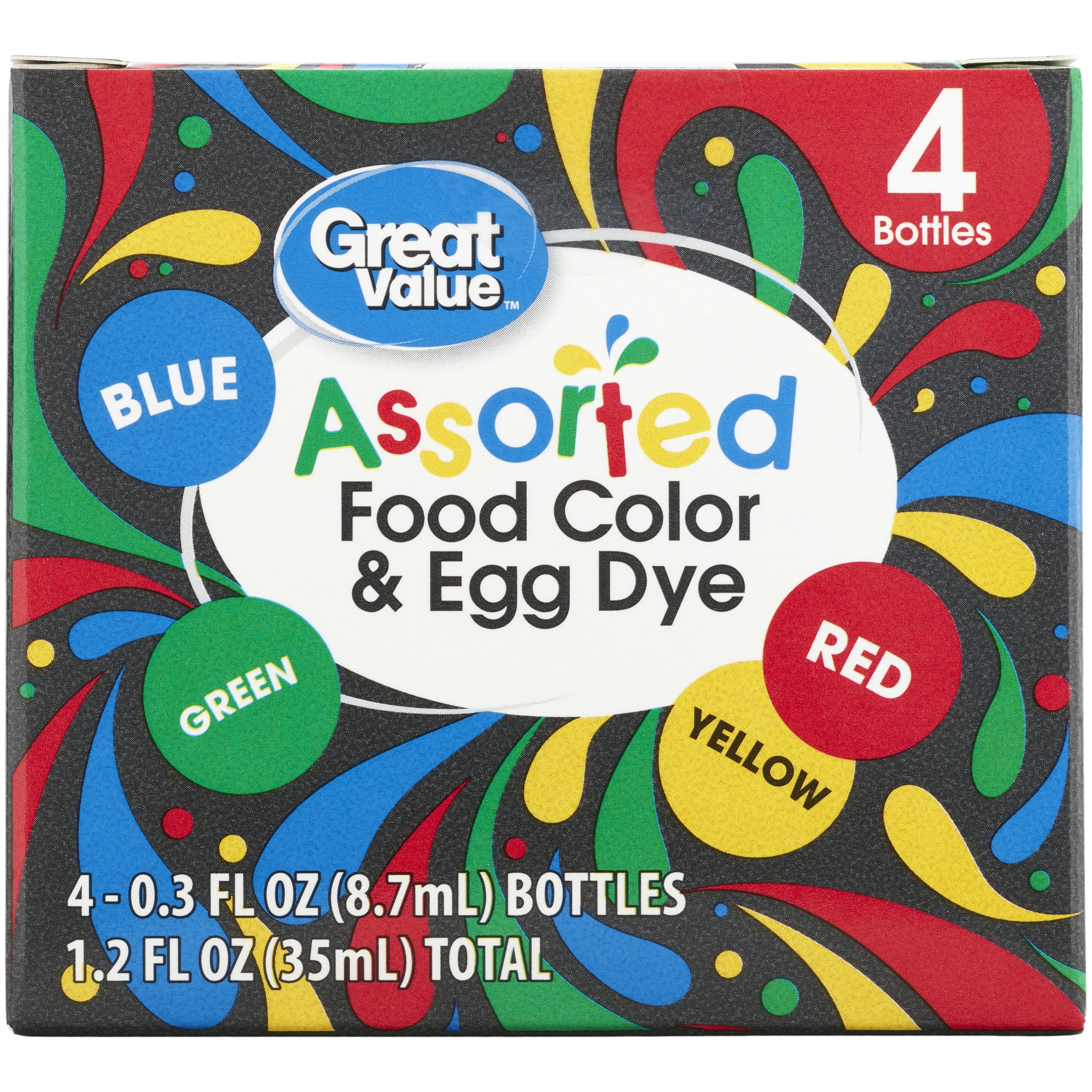 Great Value Assorted Food Color and Egg Dye, 1.2 oz.