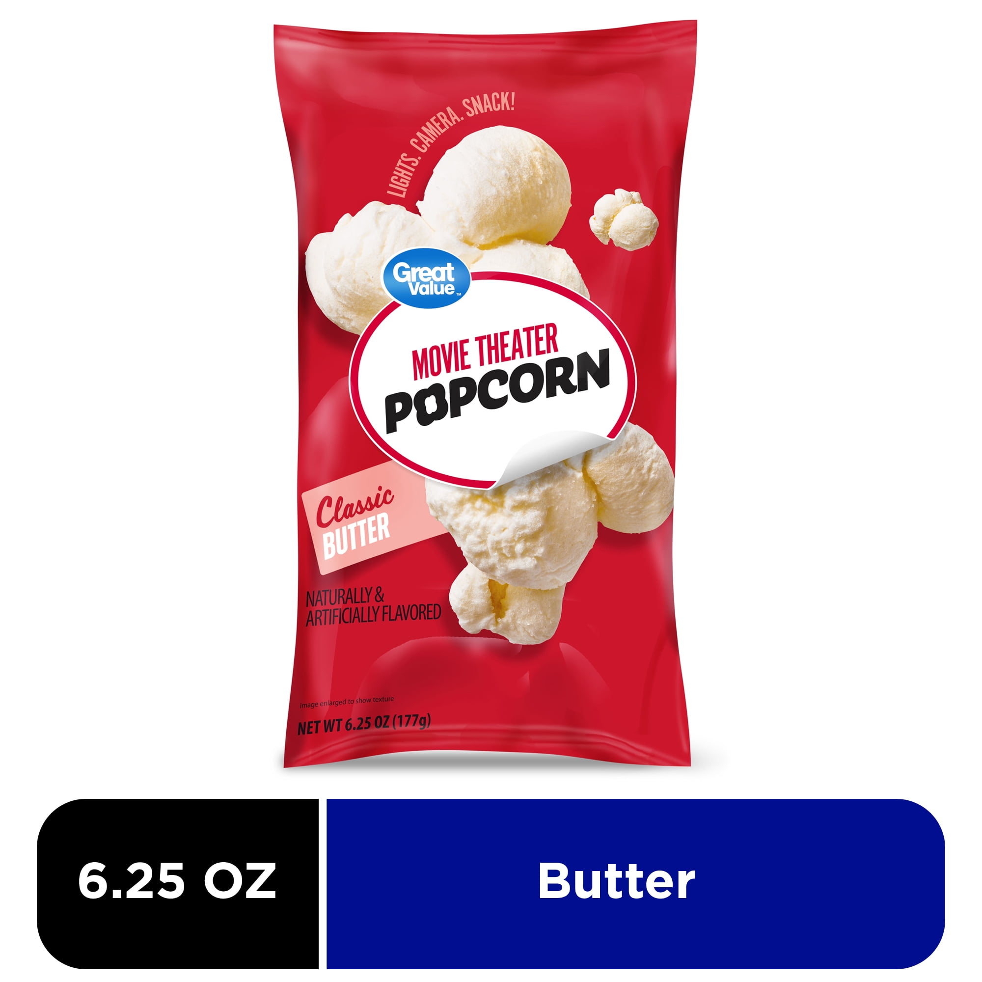 Great Value Classic Butter Movie Theater Popcorn, 6.25 oz