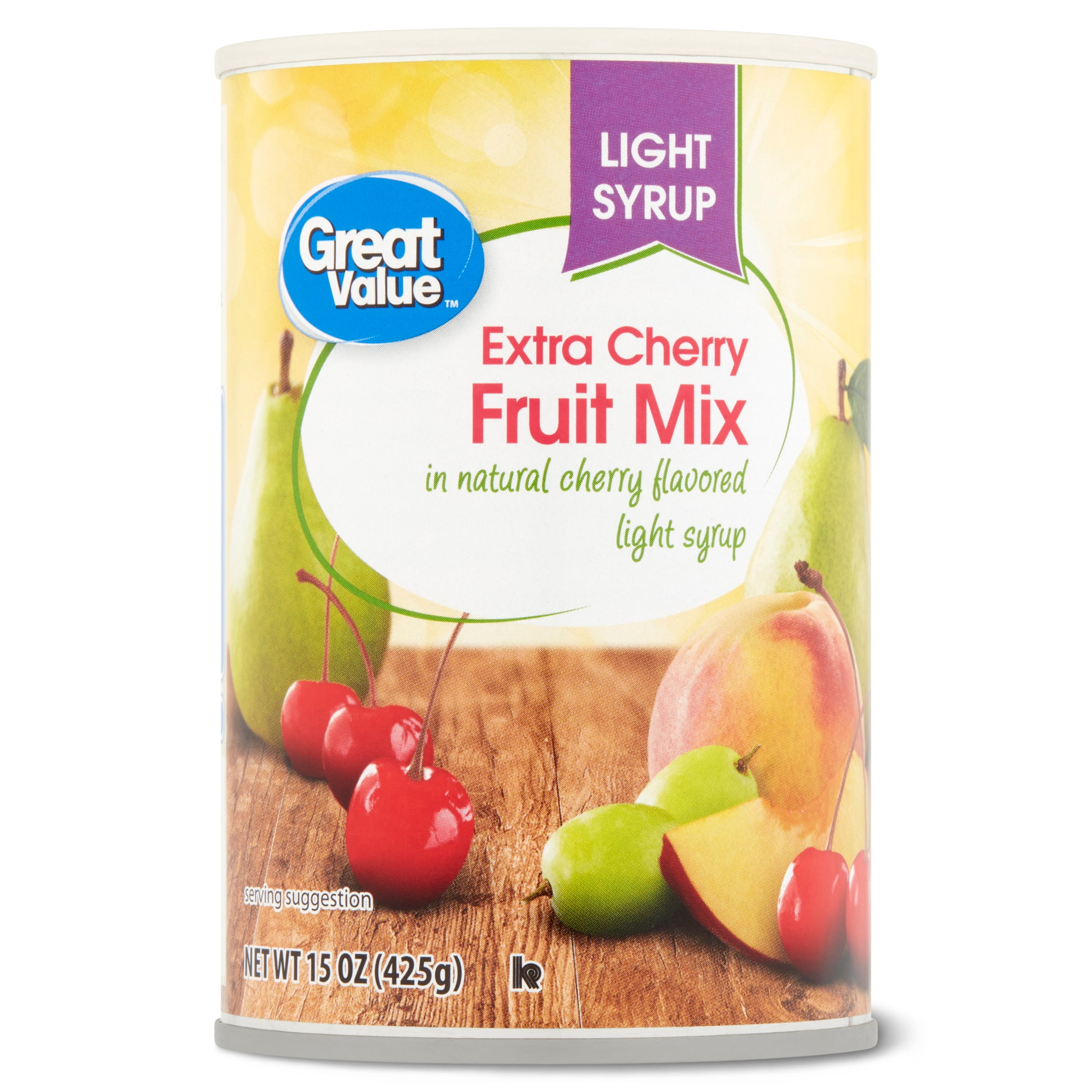 Great Value Light Syrup Extra Cherry Fruit Mix, 15 oz