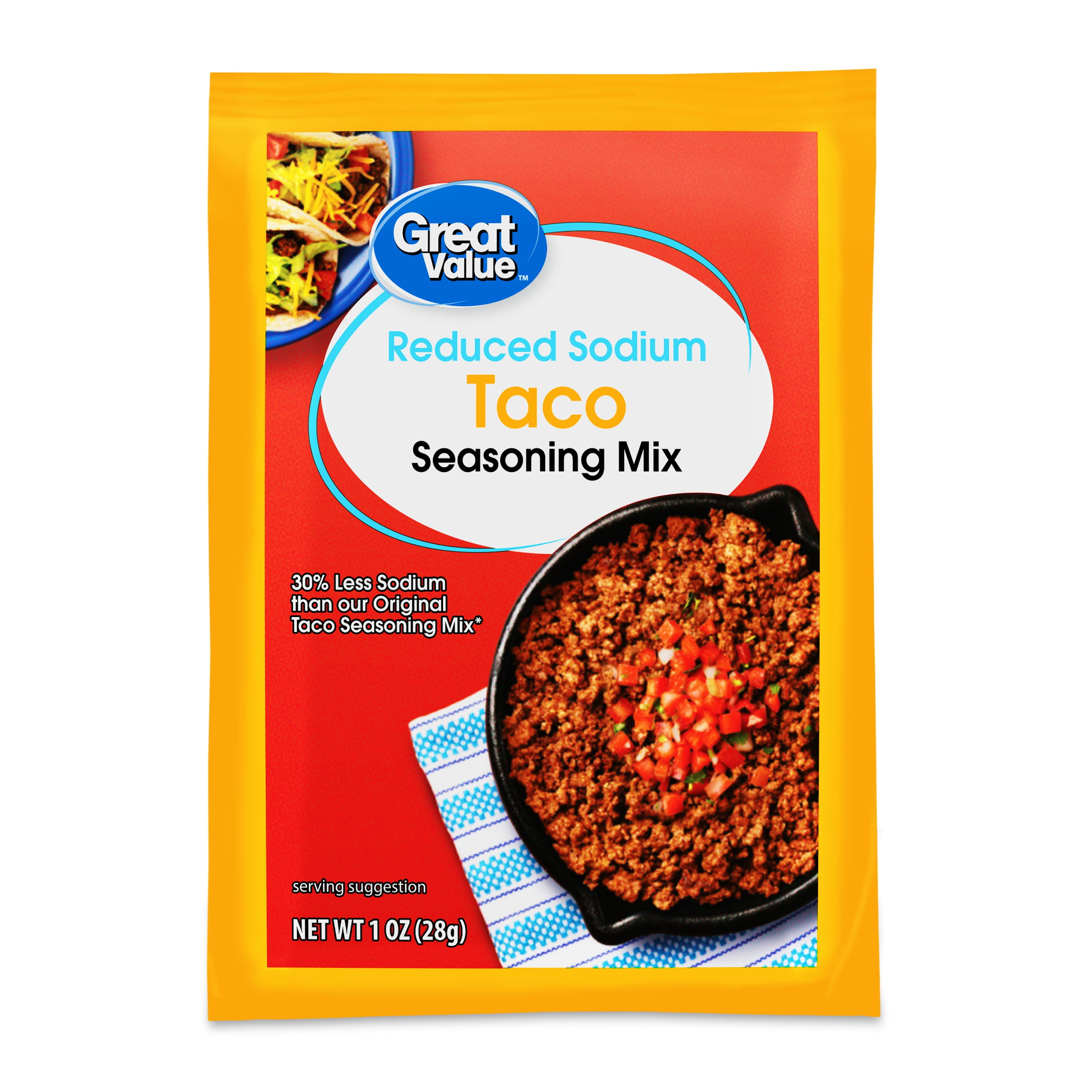 Great Value Reduced Sodium Taco Seasoning Mix, 1 oz