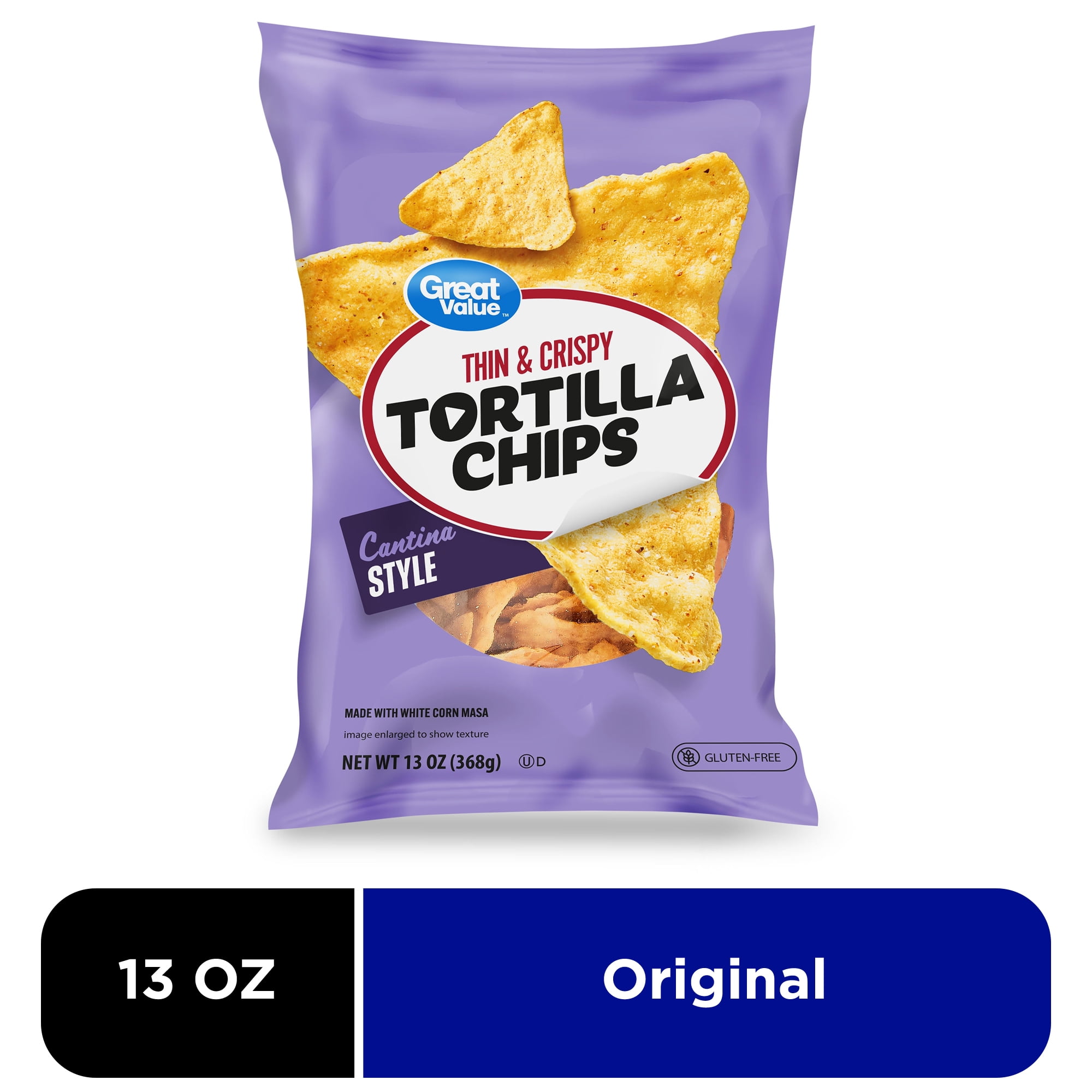 Great Value Thin and Crispy Cantina Style Tortilla Chips, 13 oz