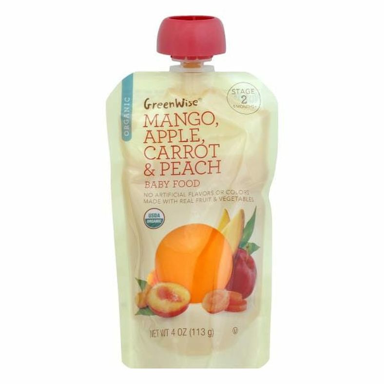 GreenWise Baby Food, Organic, Mango, Apple, Carrot & Peach, Stage 2 (6 Months+)