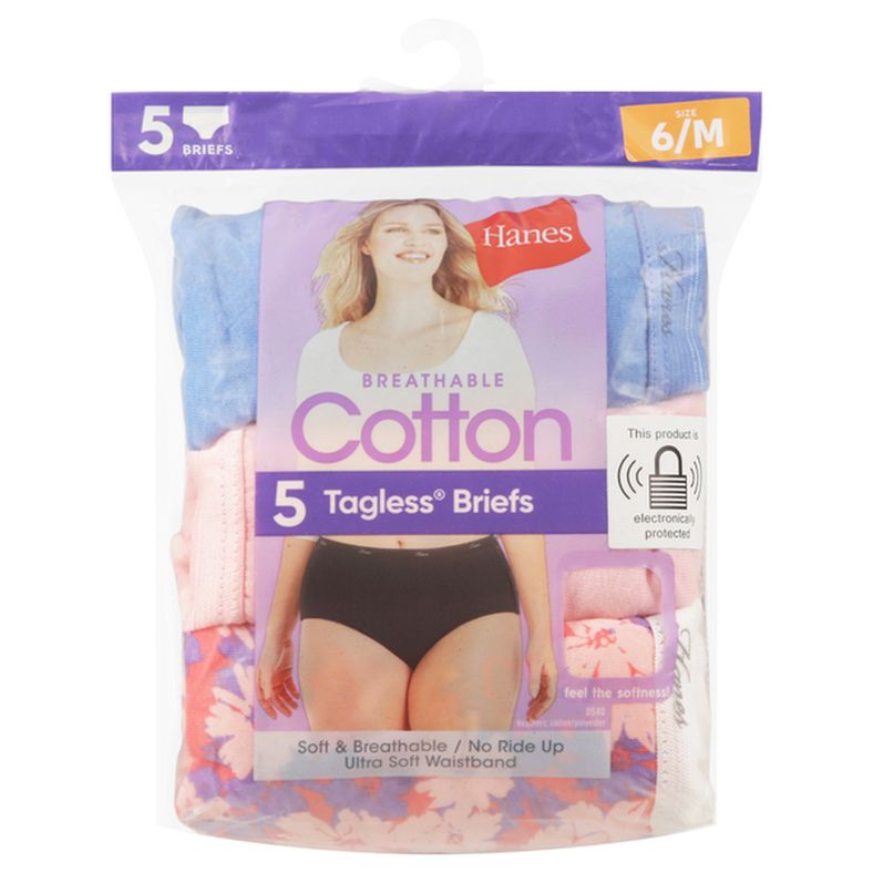 Hanes Briefs, Tagless, Cotton, Size (6/M)