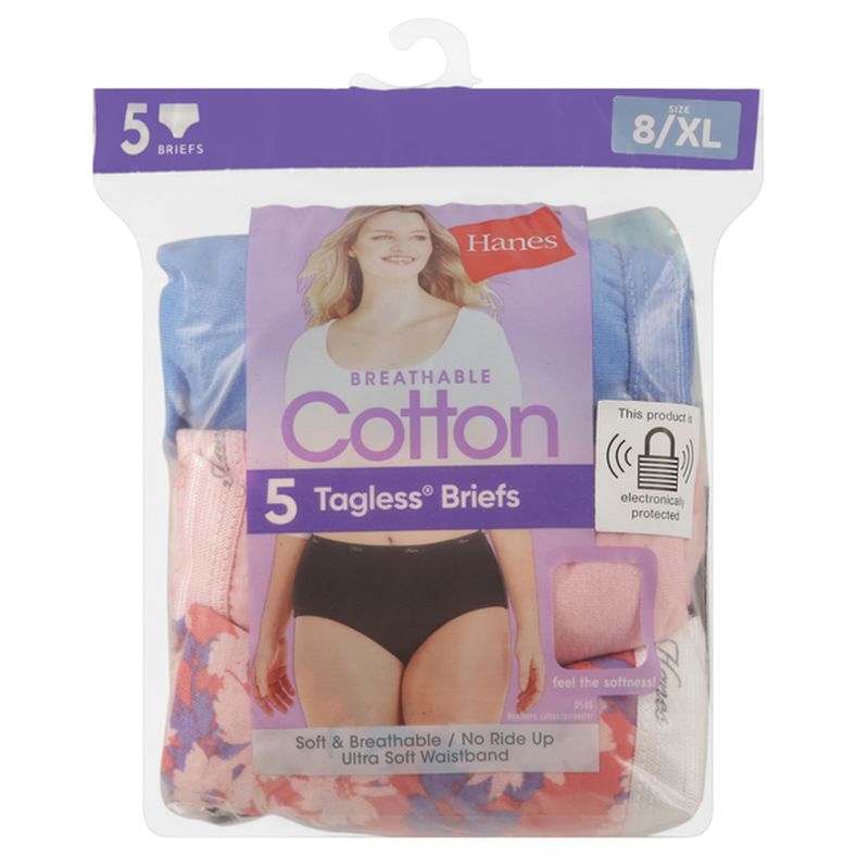Hanes Briefs, Tagless, Cotton, Size (8/XL)