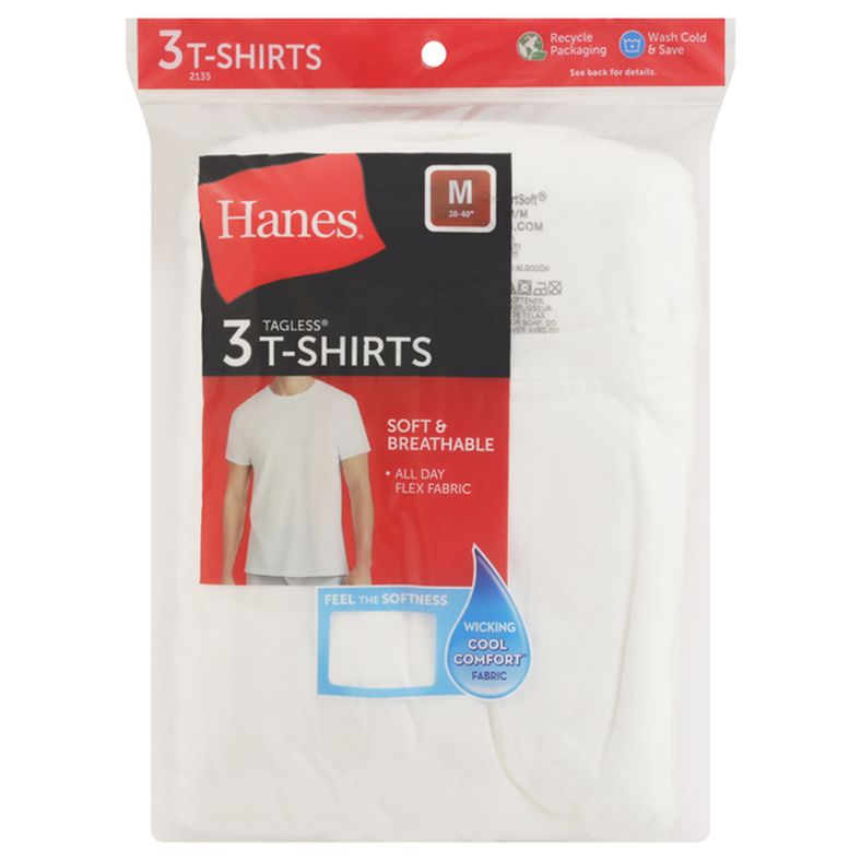 Hanes T-Shirts, Tagless, Medium (38-40)
