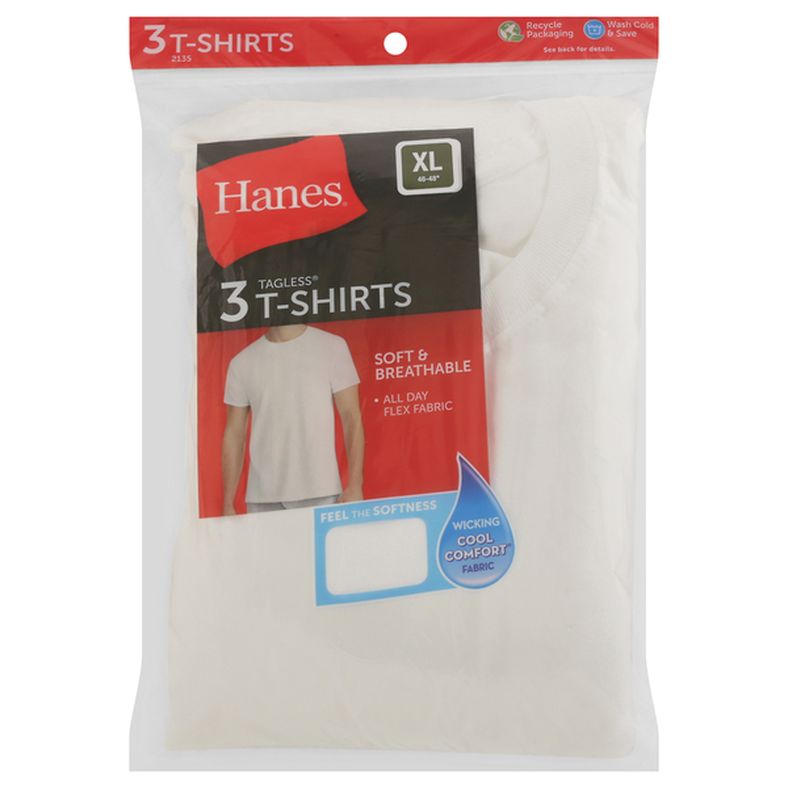 Hanes T-Shirts, Tagless, XL (46-48)