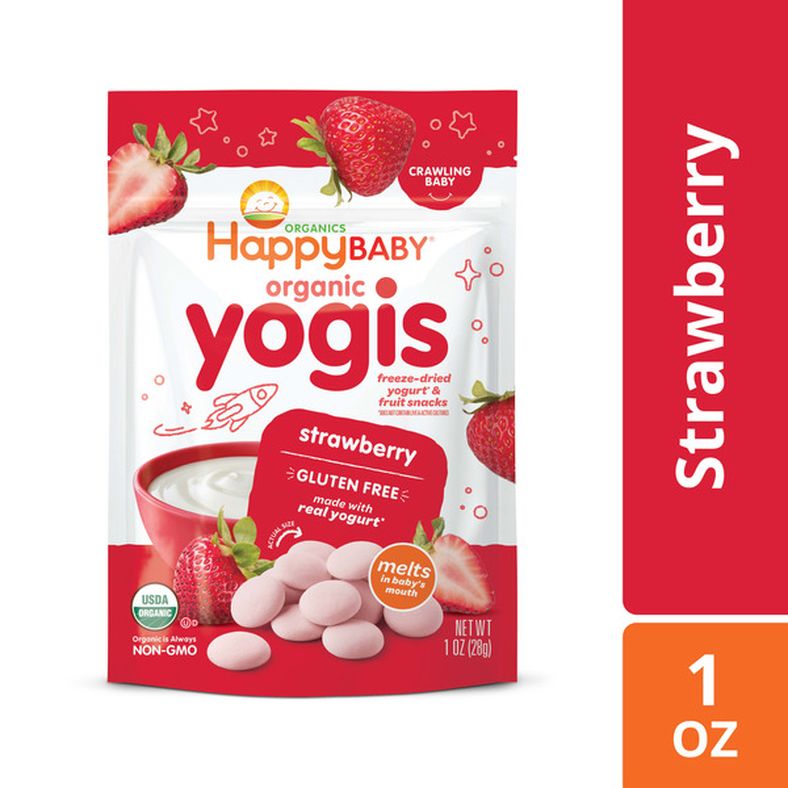 Happy Baby Organics Organics Organic Yogis Freeze-Dried Yogurt & Fruit Snacks Strawberry 1 oz UNIT