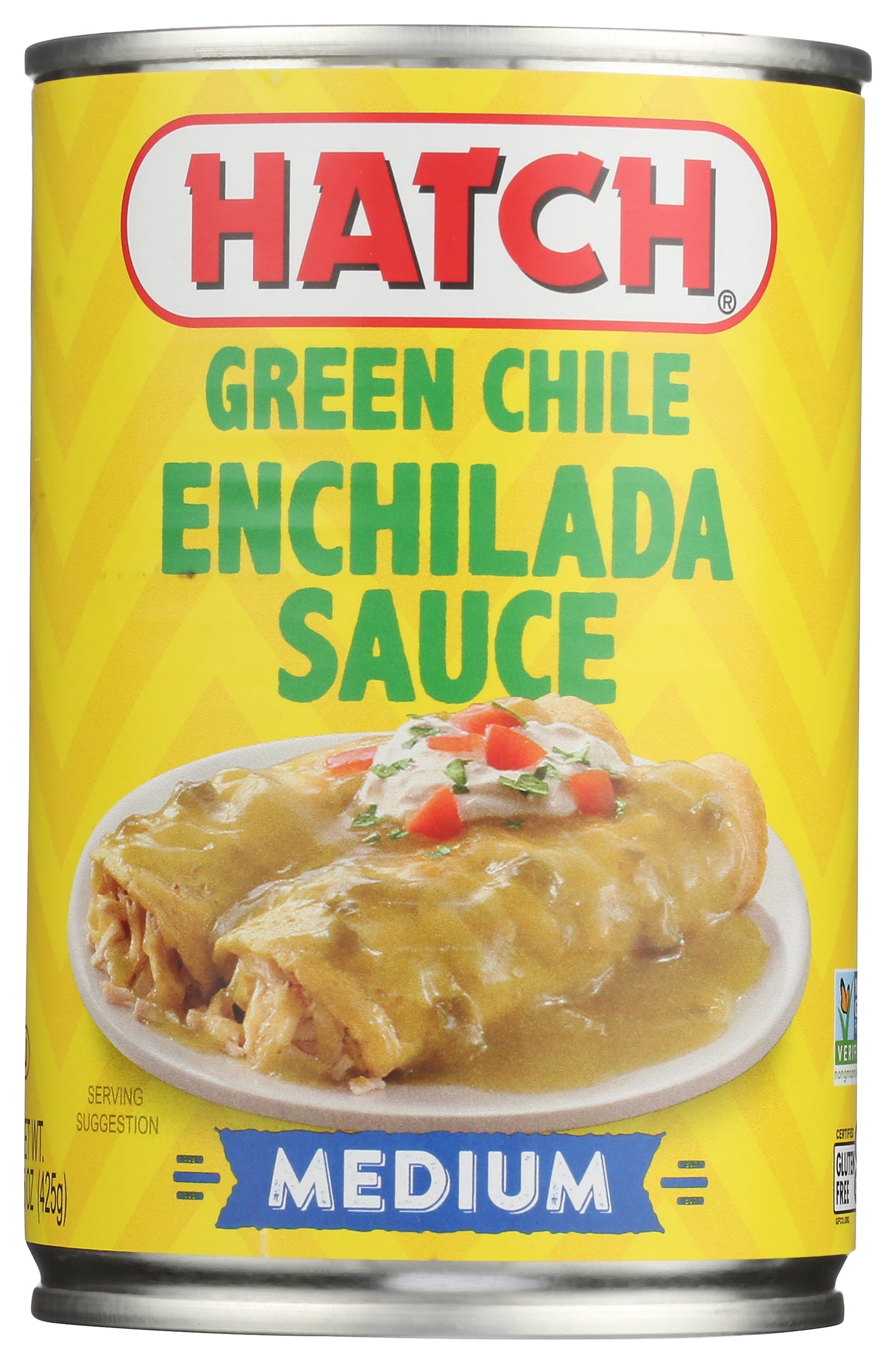 HATCH Green Chile Enchilada Sauce, Medium Heat, 15oz, Kosher, Gluten Free Certified, Non-GMO Certified