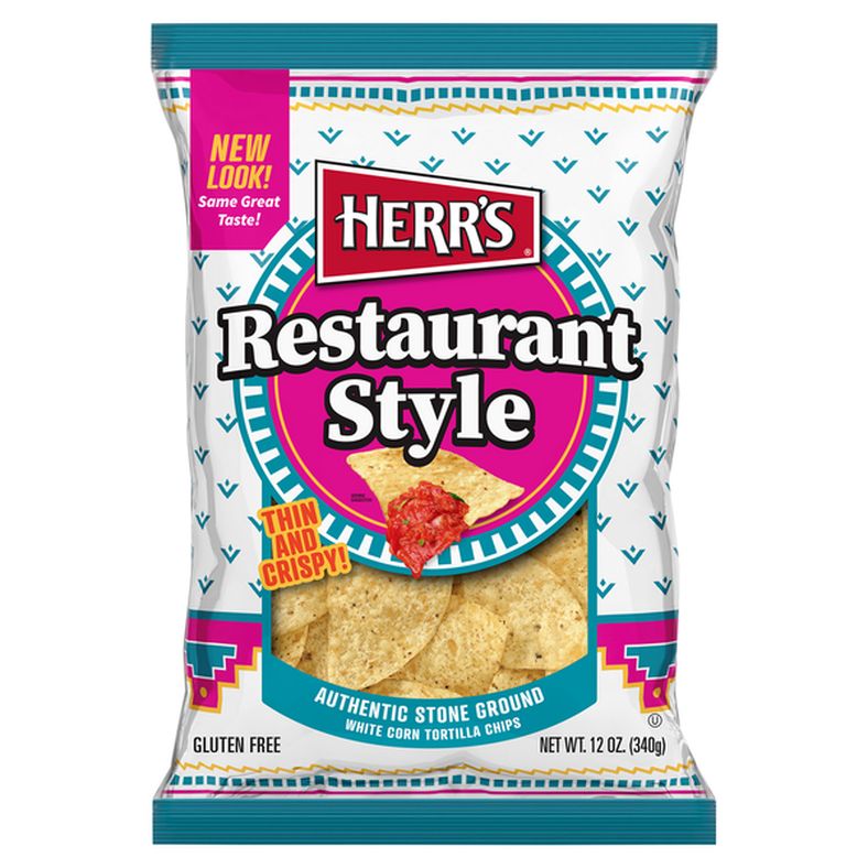 Herr's Tortilla Chips, White Corn, Restaurant Style