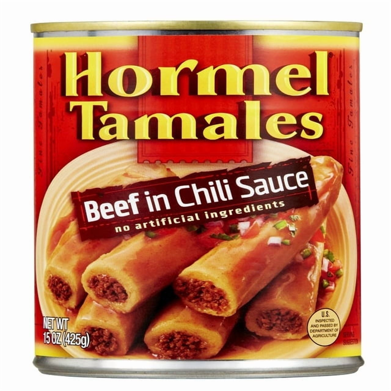 HORMEL Beef Tamales in Chili Sauce, Shelf-Stable, 15 oz Steel Can (Pack of 2)