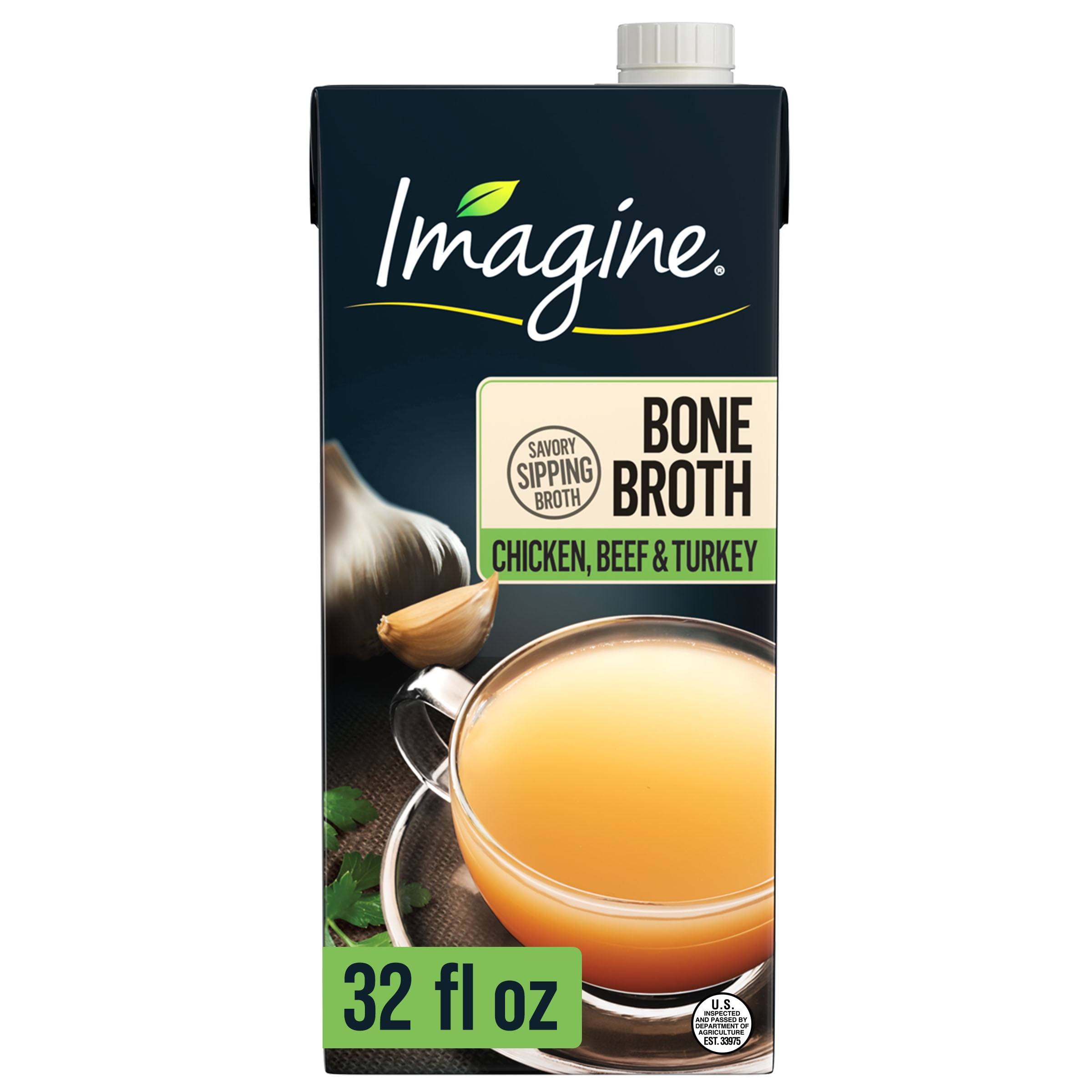 Imagine Chicken Beef Turkey Bone Broth, 32 fl oz Carton