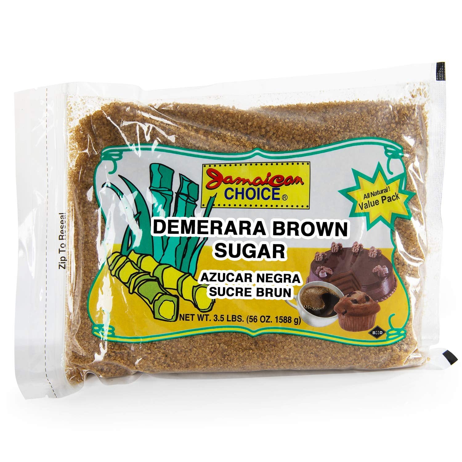 Jamaican Choice Demerara Brown Sugar | Made From Pure Sugar Cane | Product of Mauritius | Kosher | 56 oz