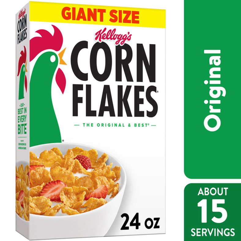 Kellogg's Corn Flakes Breakfast Cereal, 8 Vitamins & Minerals, Giant Size
