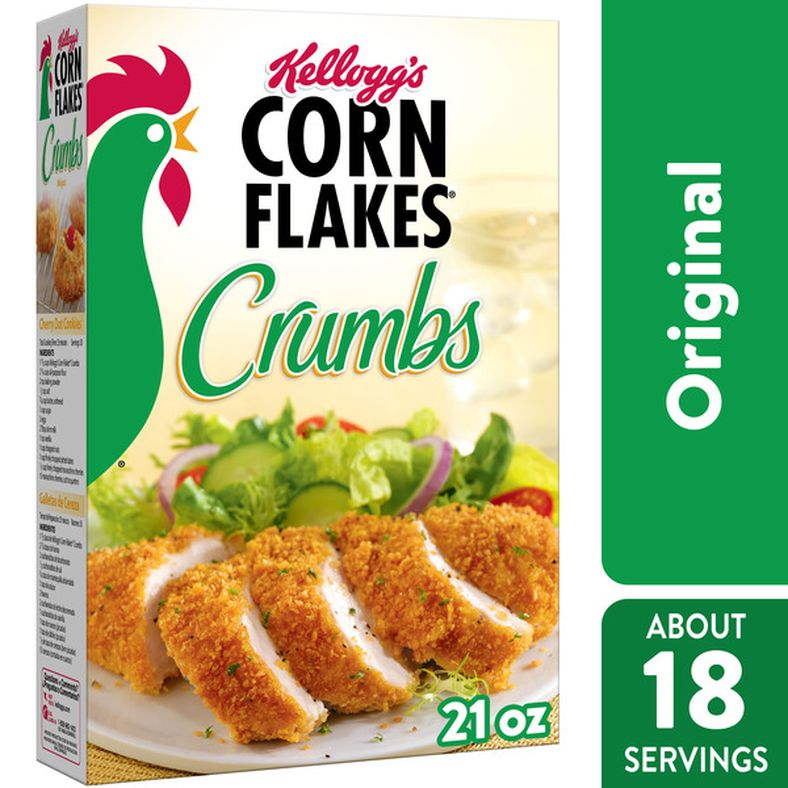 Kellogg's Corn Flakes Kellogg's Corn Flakes Crumbs, 8 Vitamins and Minerals, Try in Recipes, Original, 21oz Box (1 Box)
