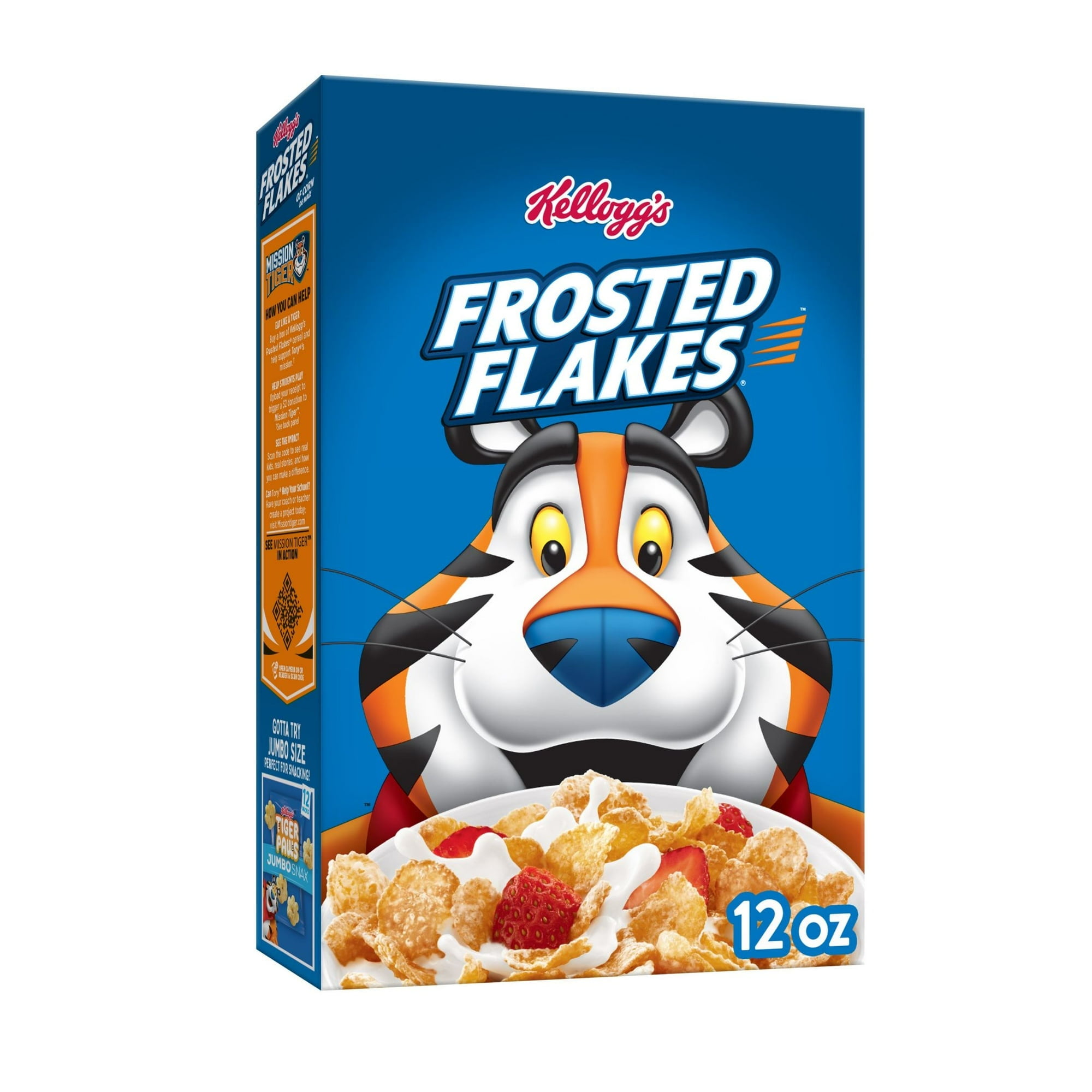 Kellogg's Frosted Flakes Breakfast Cereal, Kids Cereal, Family Breakfast, Original, 12oz (Pack 4)
