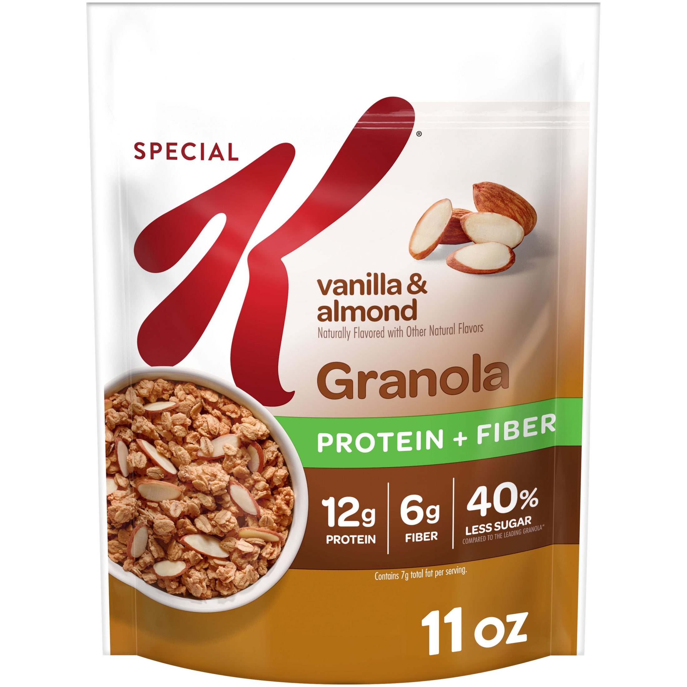 Kelloggs Special K Granola, Protein Granola, Fiber Snacks, Vanilla and Almond, 11oz Bag (1 Bag)