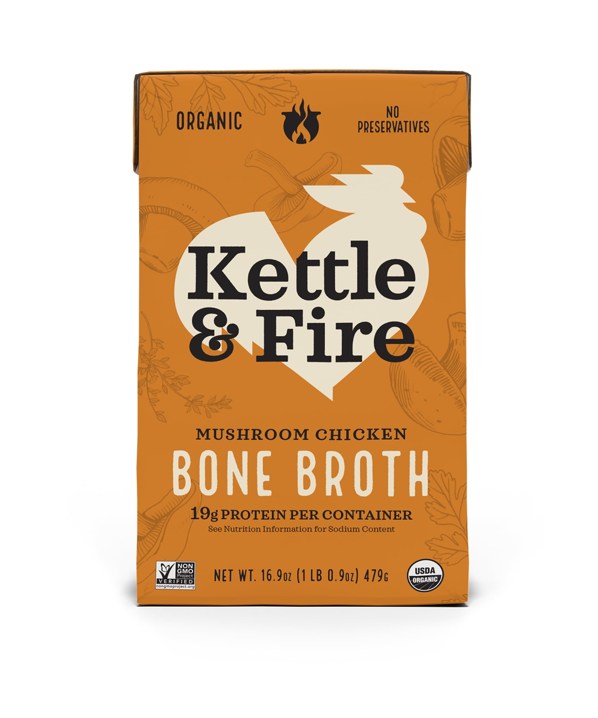 Kettle & Fire Mushroom Chicken Bone Broth, Shelf-Stable, 16.9 oz