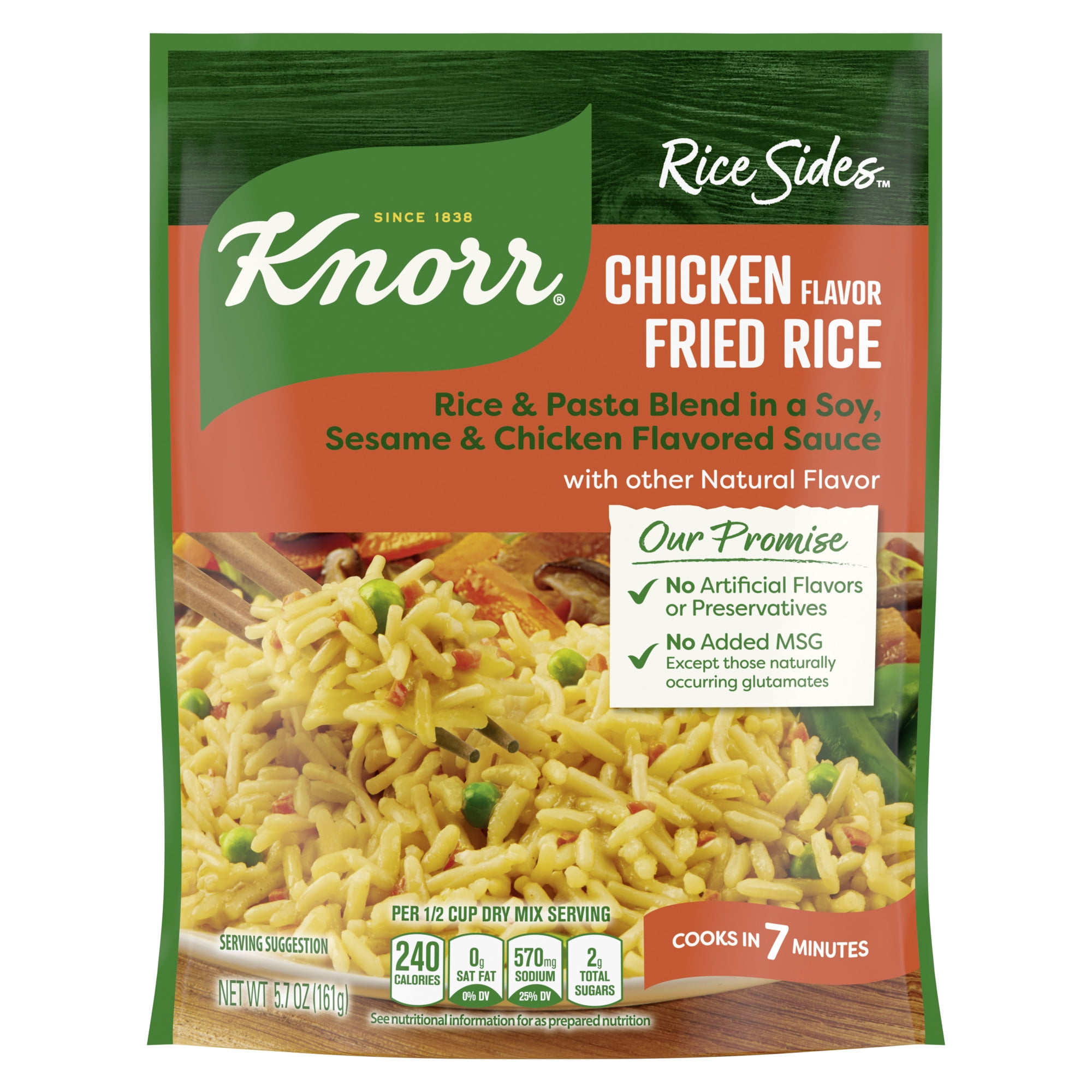 Knorr No Artificial Flavors Chicken Fried Rice Cooks in 7 Minutes, 5.7 oz Regular Pouch