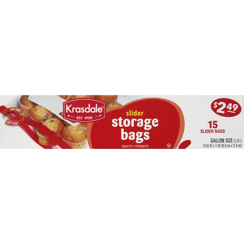 Krasdale Storage Bags, Slider, Gallon Size
